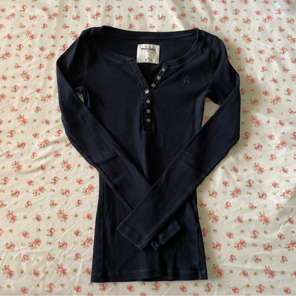 abercrombie kids ribbed henley long sleeve top